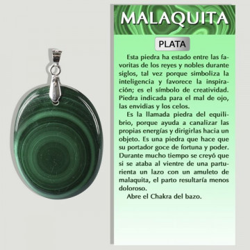 MALACHITE. SILVER pendant. Assorted shapes.