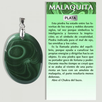 MALACHITE. SILVER pendant. Assorted shapes.