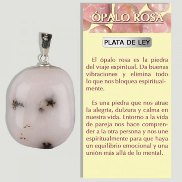 ÓPALO ROSA. Colgante PLATA. Rodado. 