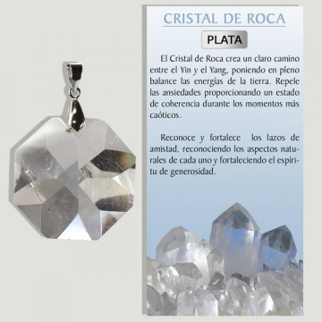 STAR ROCK CRYSTAL. SILVER pendant. Large faceted.