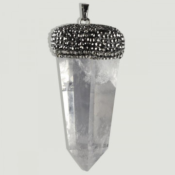 QUARTZ CRISTAL. Pendentif en ARGENT. Pointe XL.