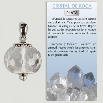 ROCK CRYSTAL. SILVER pendant. Faceted Geoid model.