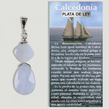 CALCÉDOINE. Pendentif en ARGENT. Modèle Rhombus et Drop.