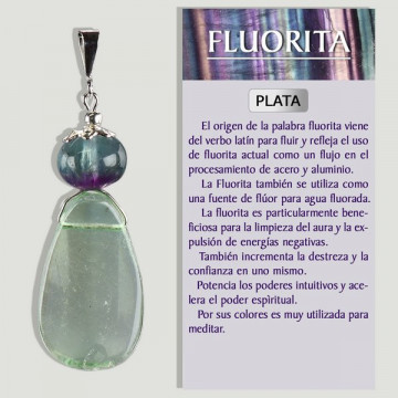 FLUORITE. SILVER pendant. Flat drop model.