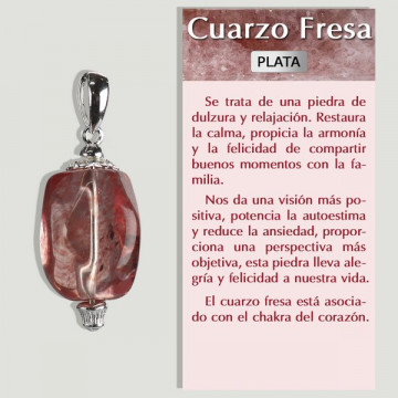 QUARTZ FRAISE. Pendentif en ARGENT. Modèle roulé.