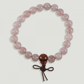 CHAPELET TIBET "Mala". Bracelet Quartz Rose.