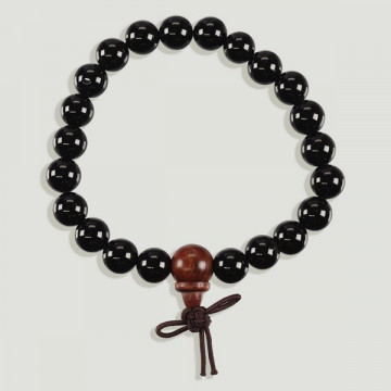 CHAPELET TIBET "Mala". Bracelet Onyx Noir.