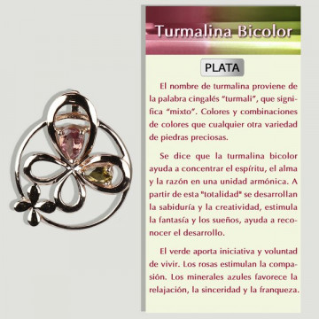 TOURMALINE. Pendentif ARGENT/Or. Plaqué rhodium