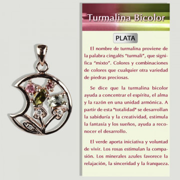 TOURMALINE. Pendentif ARGENT/Or. Plaqué rhodium