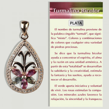 TOURMALINE. Pendentif ARGENT/Or. Plaqué rhodium