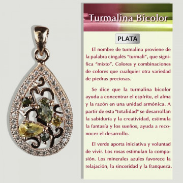 TOURMALINE. Pendentif ARGENT/Or. Plaqué rhodium