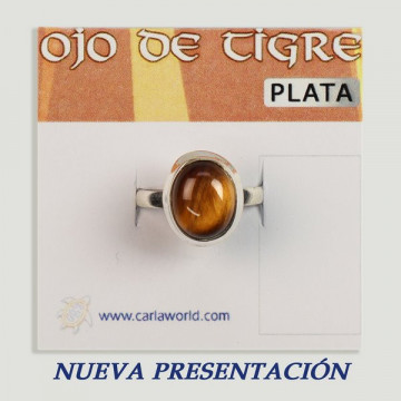 Anillo Plata cabujón. Ojo de tigre. 