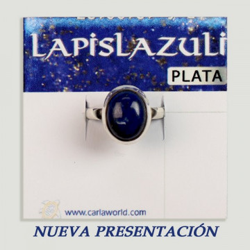 Anel cabochão de prata. Lápis lazúli.