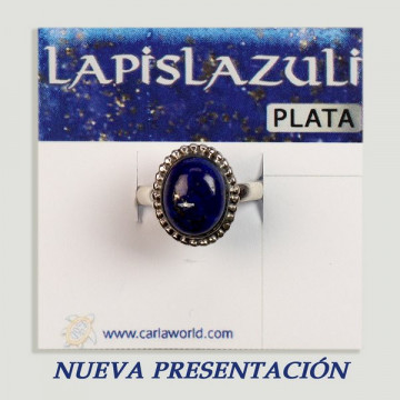 Bague cabochon en argent. Lapis lazuli.