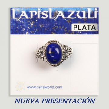 Bague cabochon en argent. Lapis lazuli.