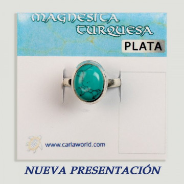 Anillo Plata cabujón. Magnesita turquesa. 