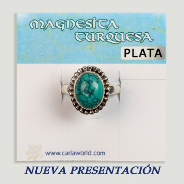 Anillo Plata cabujón. Magnesita turquesa. 