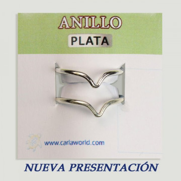 Anillo Plata. Modelo rígido abierto 2 puntas. 