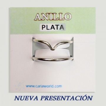 Anillo Plata. Modelo rígido abierto 1 punta. 