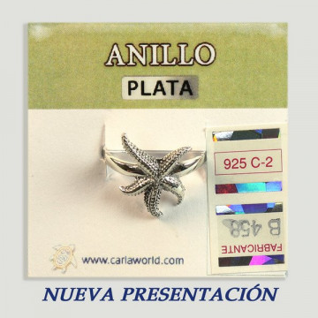 Anillo Plata. Modelo Estrella de mar. 