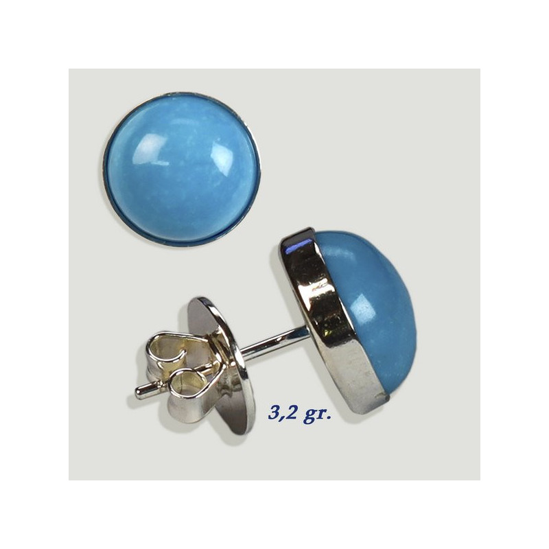 Silver cabochon earrings. Blue howlite. 10x10mm. (PRICE PER GRAM) Silver cabochon earrings. Blue howlite. 10x10mm. (PRICE PER GRAM)