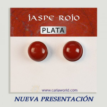 Silver cabochon earrings. Red Jasper. 10x10mm. (PRICE PER GRAM)