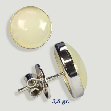 Pendientes Plata cabujón. Nácar blanco. 12x12mm. (PRECIO POR GRAMO)