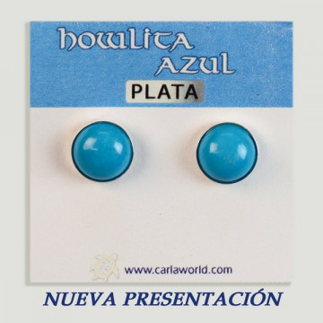 Pendientes Plata cabujón. Howlita azul. 10x10mm. (PRECIO POR GRAMO)