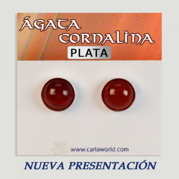Silver cabochon earrings. Carnelian agate. 10x10mm. (PRICE PER GRAM)