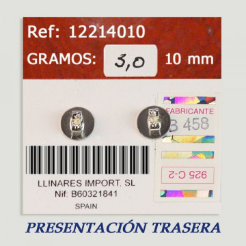 Pendientes Plata cabujón. Jaspe Rojo. 10x10mm. (PRECIO POR GRAMO)