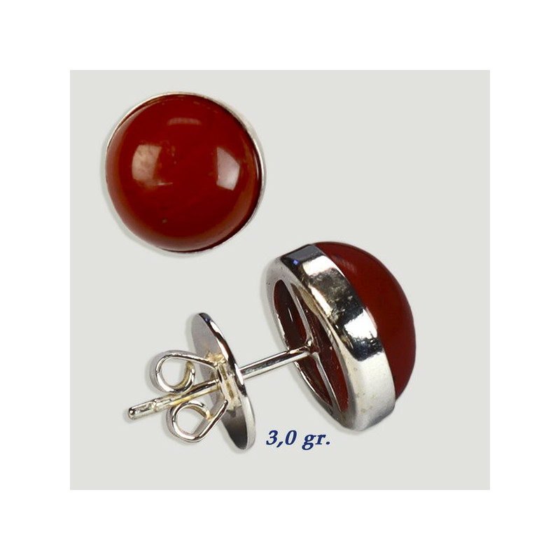 Pendientes Plata cabujón. Jaspe Rojo. 10x10mm. (PRECIO POR GRAMO) Pendientes Plata cabujón. Jaspe Rojo. 10x10mm. (PRECIO POR GRAMO)