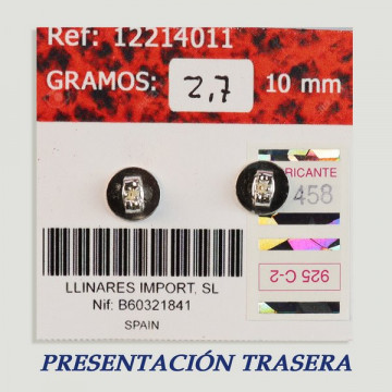 Pendientes Plata cabujón. Lava Roja. 10x10mm. (PRECIO POR GRAMO)