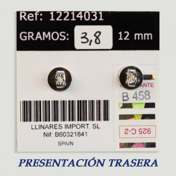 Pendientes Plata cabujón. Ónix. 12x12mm. (PRECIO POR GRAMO)