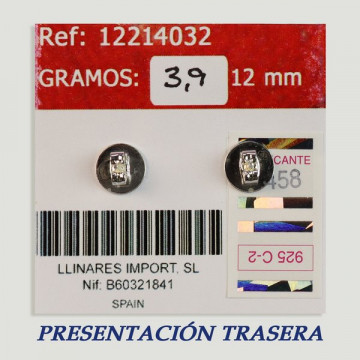 Pendientes Plata cabujón. Jaspe Rojo. 12x12mm. (PRECIO POR GRAMO)