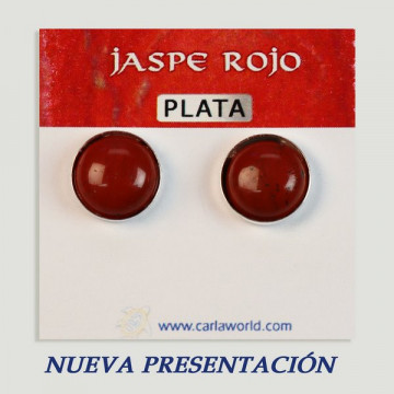 Pendientes Plata cabujón. Jaspe Rojo. 12x12mm. (PRECIO POR GRAMO)