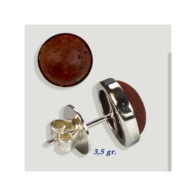 Silver cabochon earrings. Red Lava. 12x12mm. (PRICE PER GRAM) Silver cabochon earrings. Red Lava. 12x12mm. (PRICE PER GRAM)