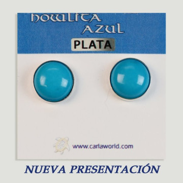 Pendientes Plata cabujón. Howlita azul. 12x12mm. (PRECIO POR GRAMO)
