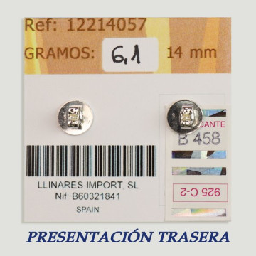 Pendientes Plata cabujón. Ojo de tigre. 14x14mm. (PRECIO POR GRAMO)