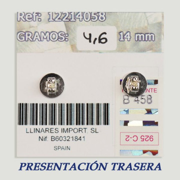 Pendientes Plata cabujón. Nácar blanco. 14x14mm. (PRECIO POR GRAMO)