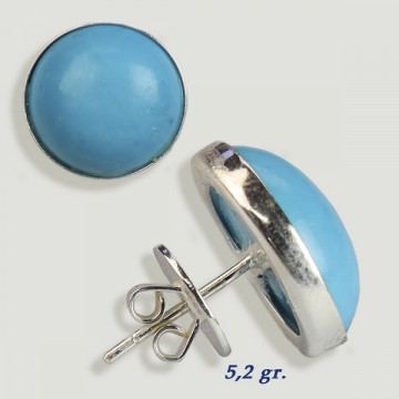 Boucles d'oreilles cabochons en argent. Howlite bleue. 14x14mm. (PRIX AU GRAMME)