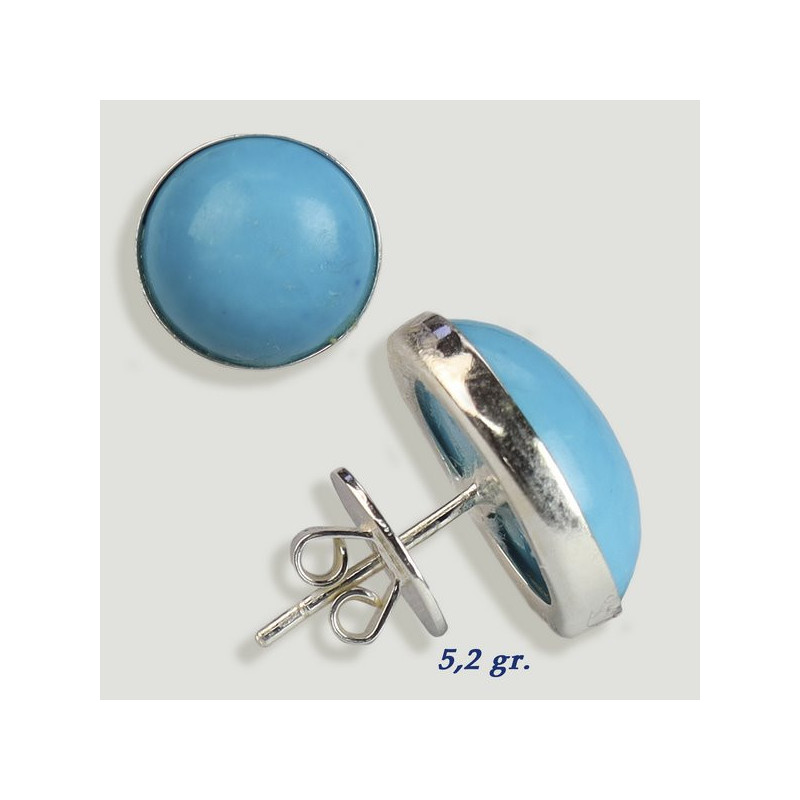 Brincos cabochão de prata. Howlita azul. 14x14mm. (PREÇO POR GRAMA) Brincos cabochão de prata. Howlita azul. 14x14mm. (PREÇO POR GRAMA)