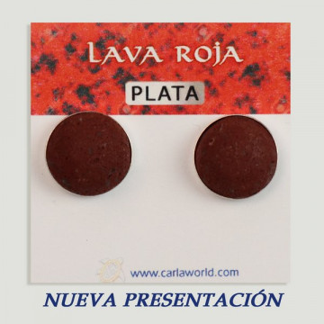 Silver cabochon earrings. Red Lava. 14x14mm. (PRICE PER GRAM)