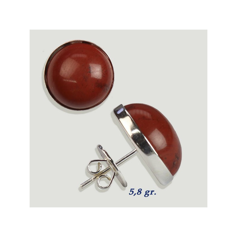 Pendientes Plata cabujón. Jaspe Rojo. 14x14mm. (PRECIO POR GRAMO) Pendientes Plata cabujón. Jaspe Rojo. 14x14mm. (PRECIO POR GRAMO)