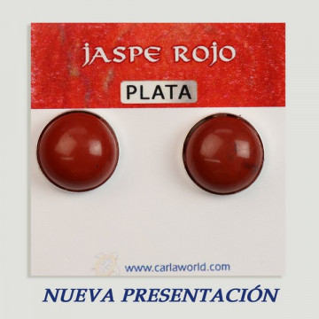 Pendientes Plata cabujón. Jaspe Rojo. 14x14mm. (PRECIO POR GRAMO)