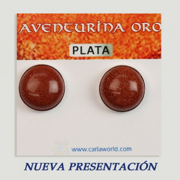 Brincos cabochão de prata. Ouro Aventurina 14x14mm. (PREÇO POR GRAMA)