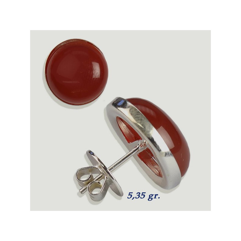 Silver cabochon earrings. Carnelian agate. 14x14mm. (PRICE PER GRAM) Silver cabochon earrings. Carnelian agate. 14x14mm. (PRICE PER GRAM)
