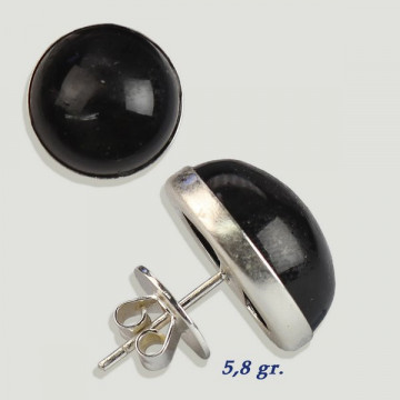 Silver cabochon earrings. Onyx. 14x14mm. (PRICE PER GRAM)