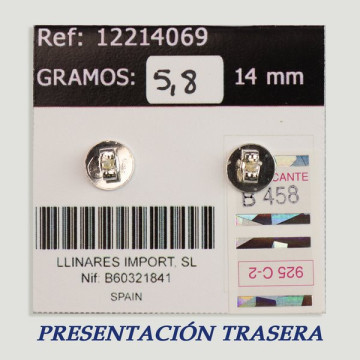 Pendientes Plata cabujón. Ónix. 14x14mm. (PRECIO POR GRAMO)