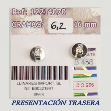 Pendientes Plata cabujón. Nácar blanco. 16x16mm. (PRECIO POR GRAMO)