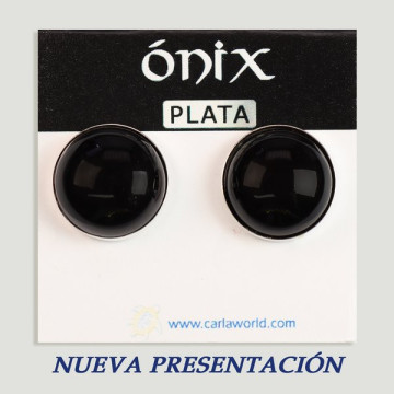 Pendientes Plata cabujón. Ónix. 16x16mm. (PRECIO POR GRAMO)